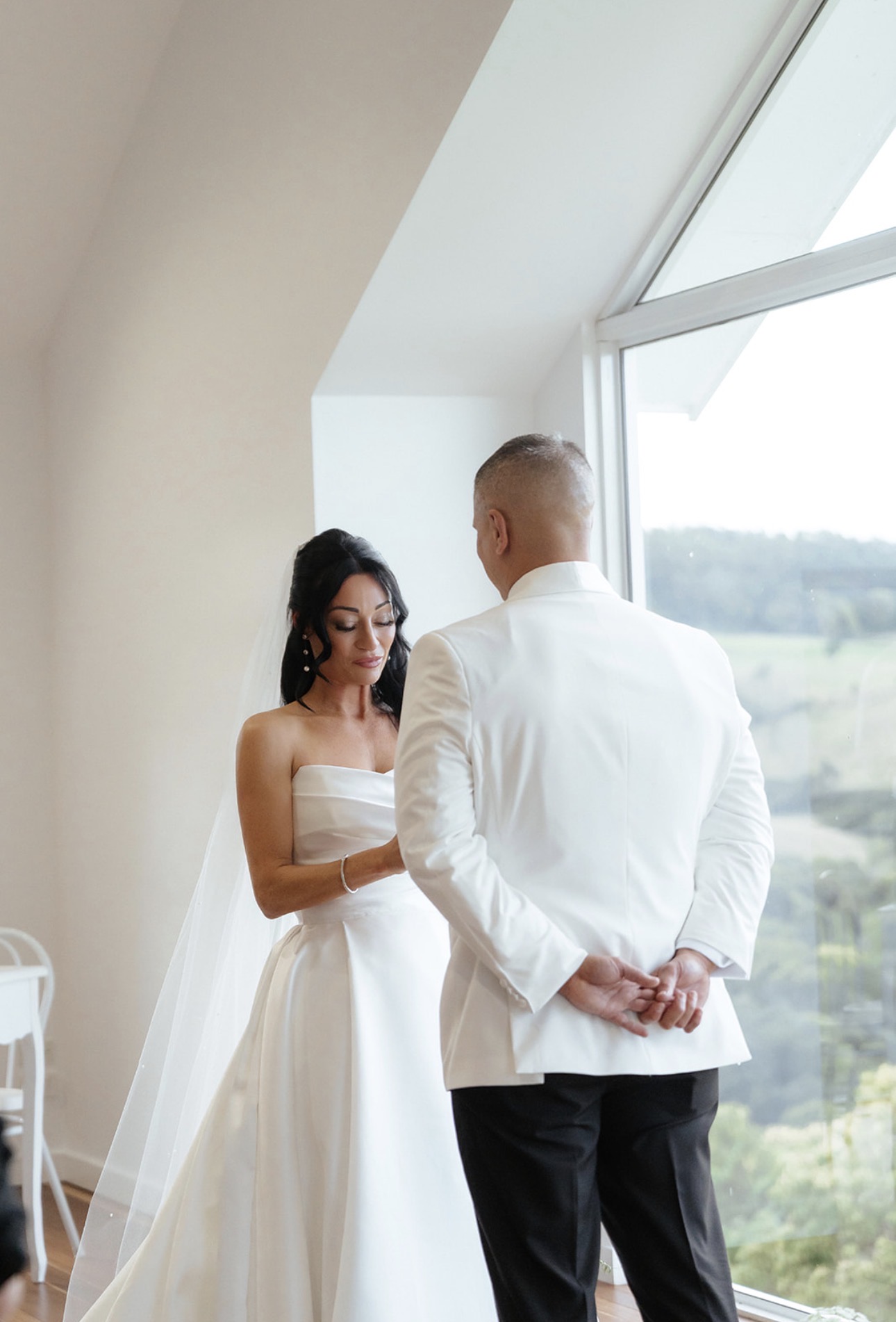 First look moment by the window