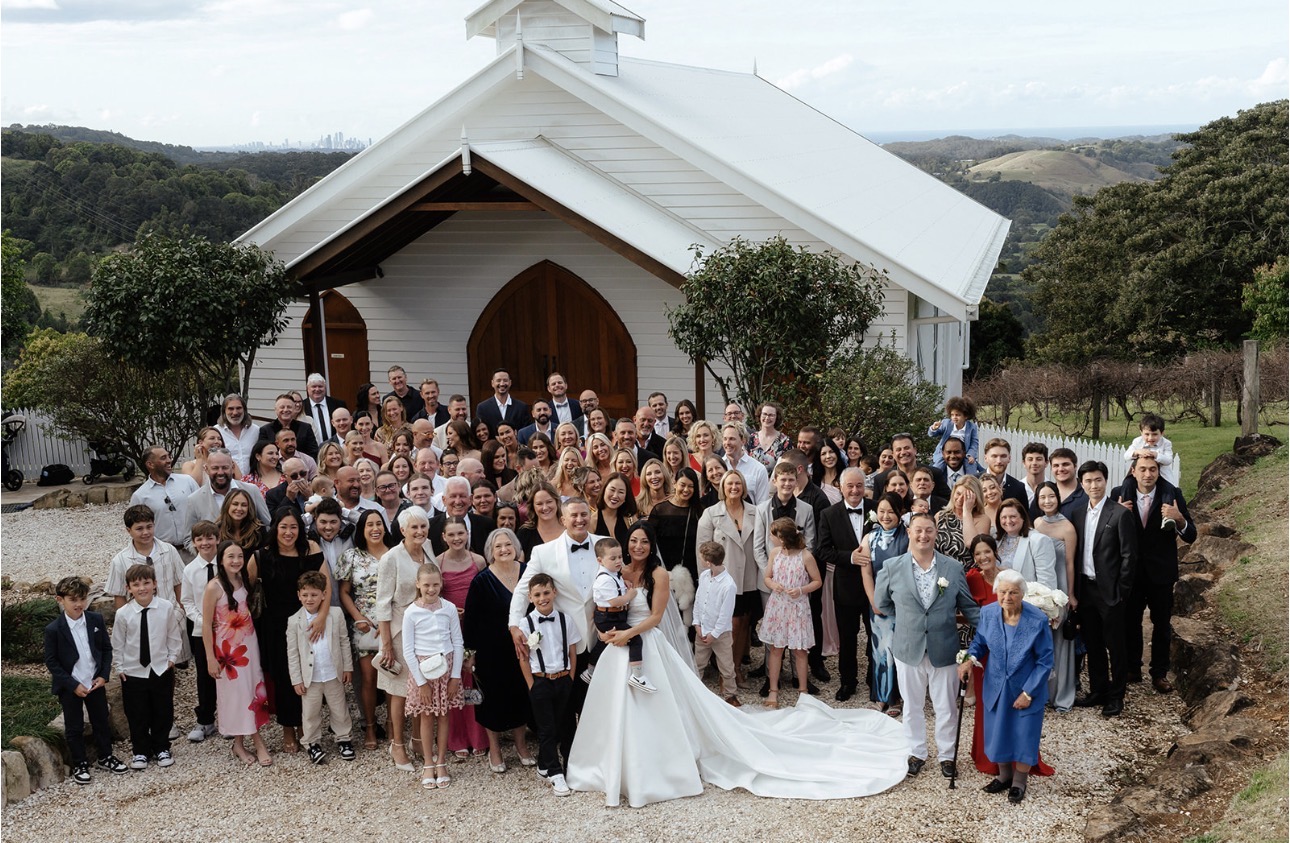 All wedding guests at the chapel