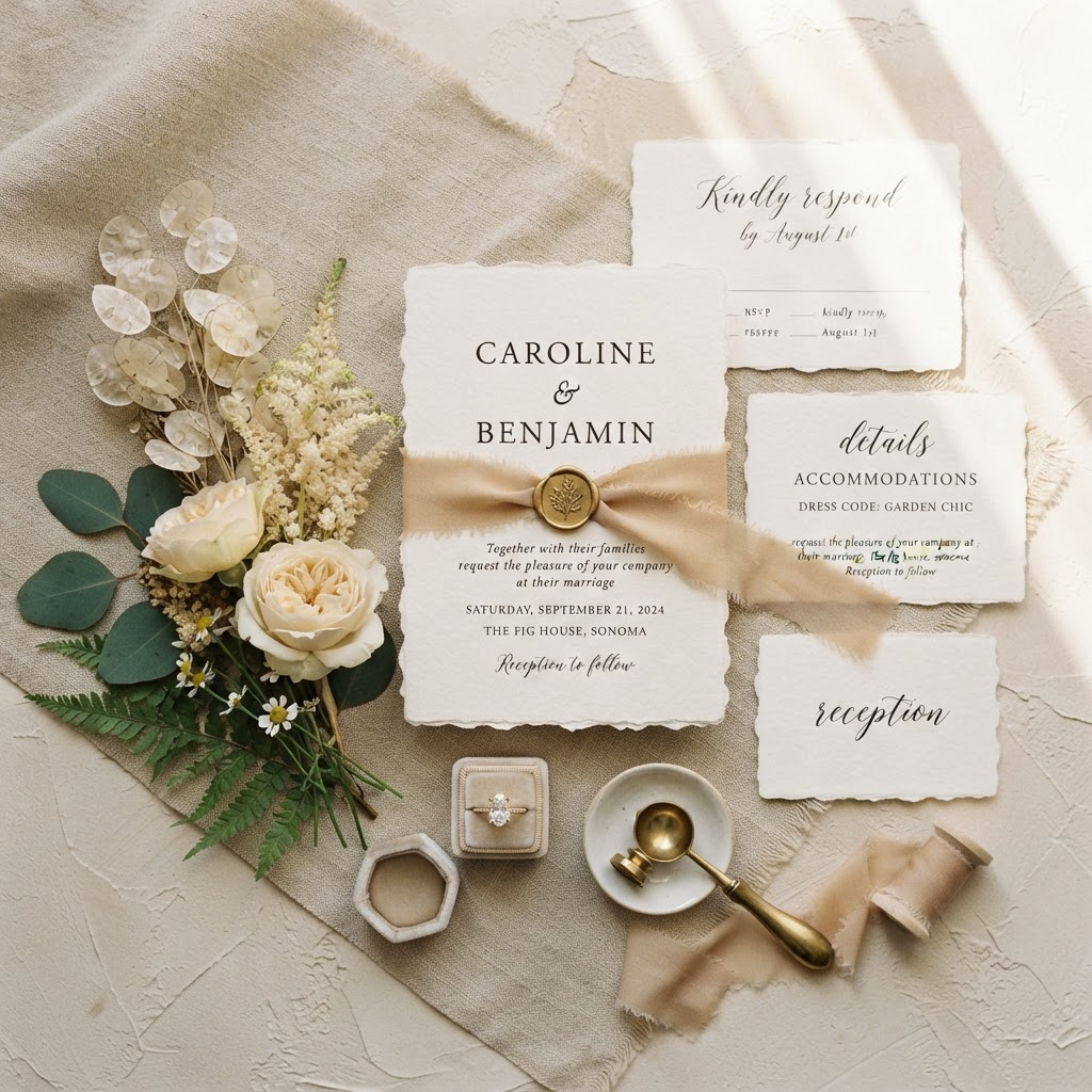 Luxury wedding stationery and styling details